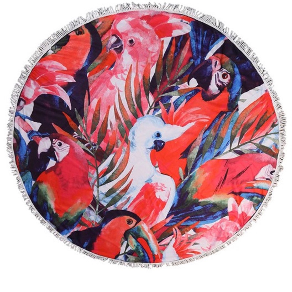 Beautiful Round Parrot Breach Towel/ Blanket.